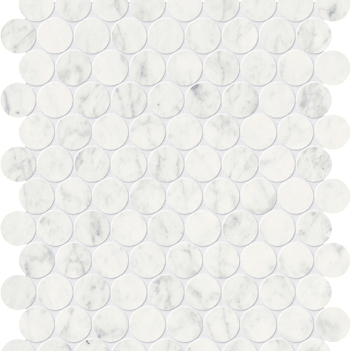 Eterna Bianco in Penny Round Mosaic Honed Natural Stone