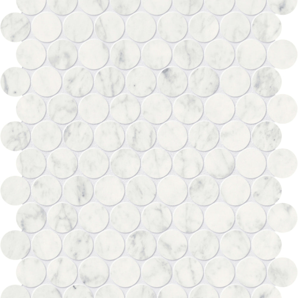 Eterna Bianco in Penny Round Mosaic Polished Natural Stone