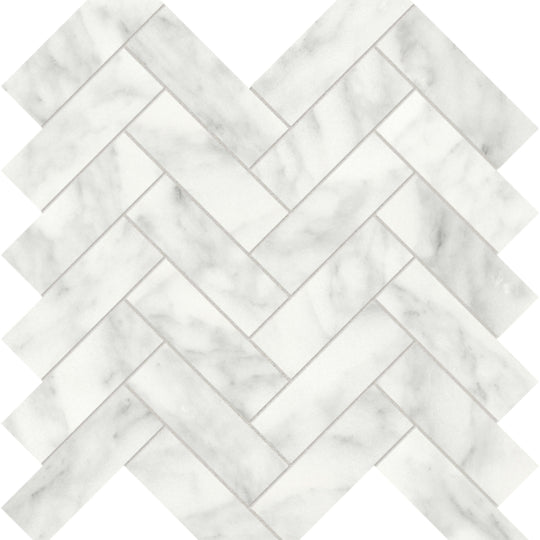 Cromo Bianco in Herringbone Mosaic Honed