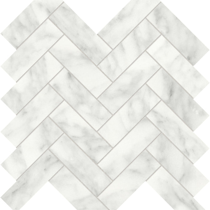 Cromo Bianco in Herringbone Mosaic Honed Natural Stone