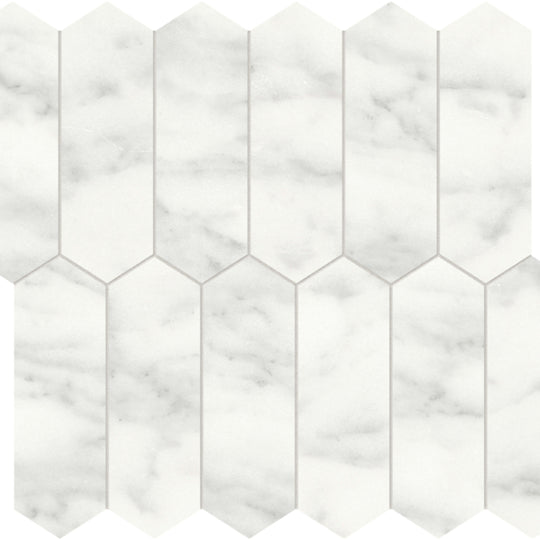 Cromo Bianco in Picket Mosaic Honed