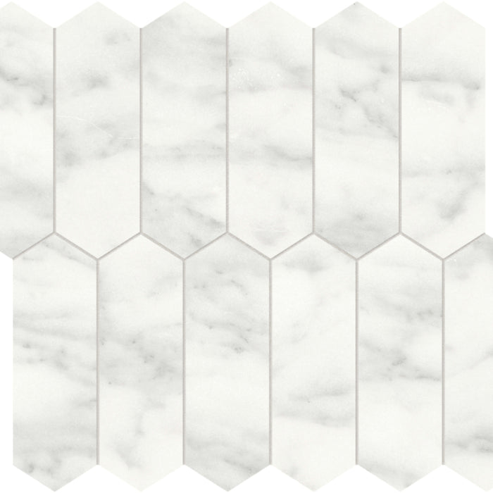 Cromo Bianco in Picket Mosaic Honed Natural Stone