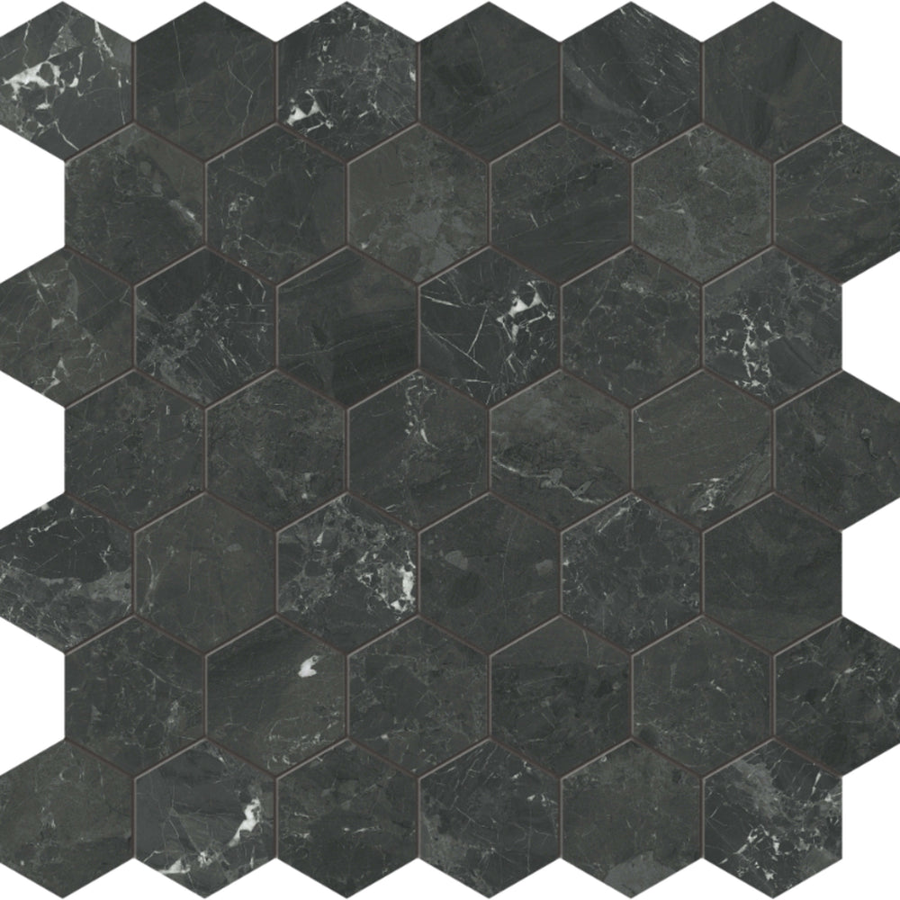 Galaxia Nero in Hexagon Mosaic Polished Natural Stone