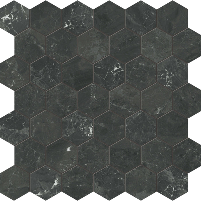 Galaxia Nero in Hexagon Mosaic Polished Natural Stone