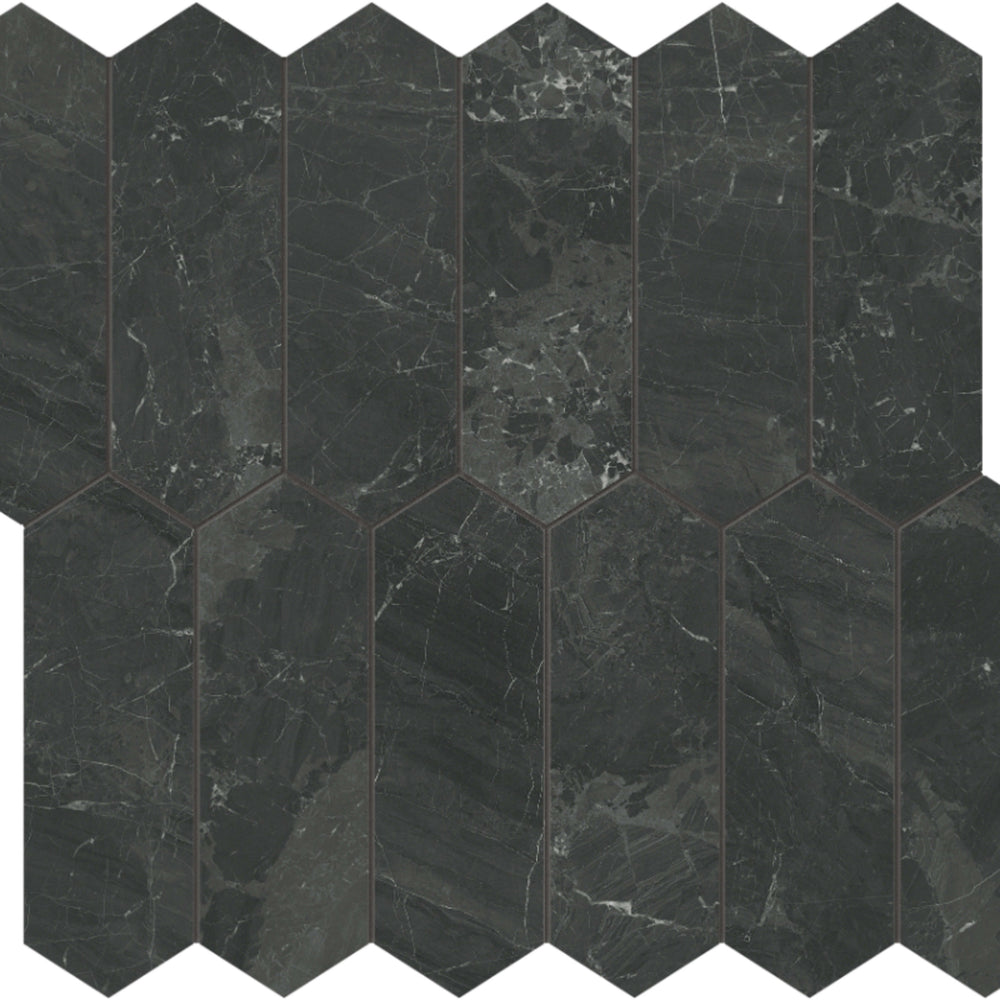 Galaxia Nero in Picket Mosaic Polished Natural Stone