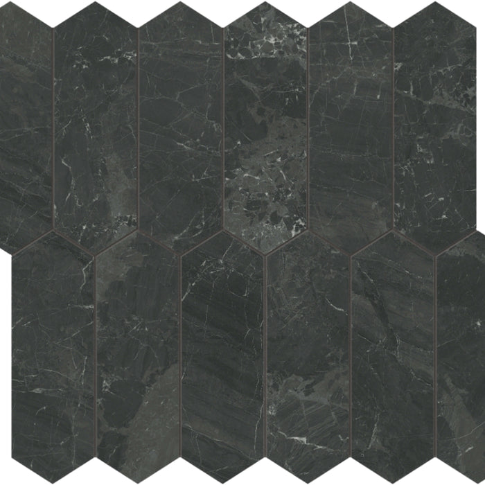 Galaxia Nero in Picket Mosaic Polished Natural Stone