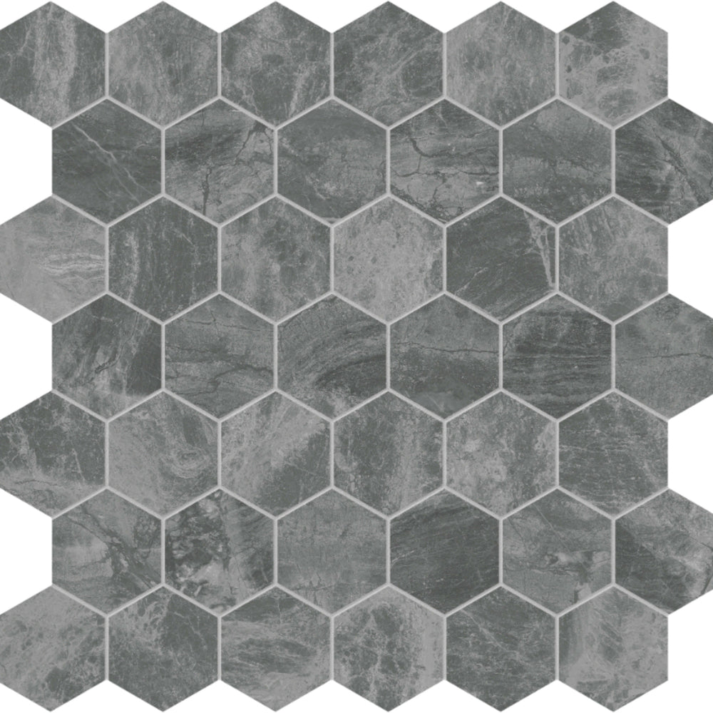 Gemma Mystique in Hexagon Mosaic Brushed Natural Stone