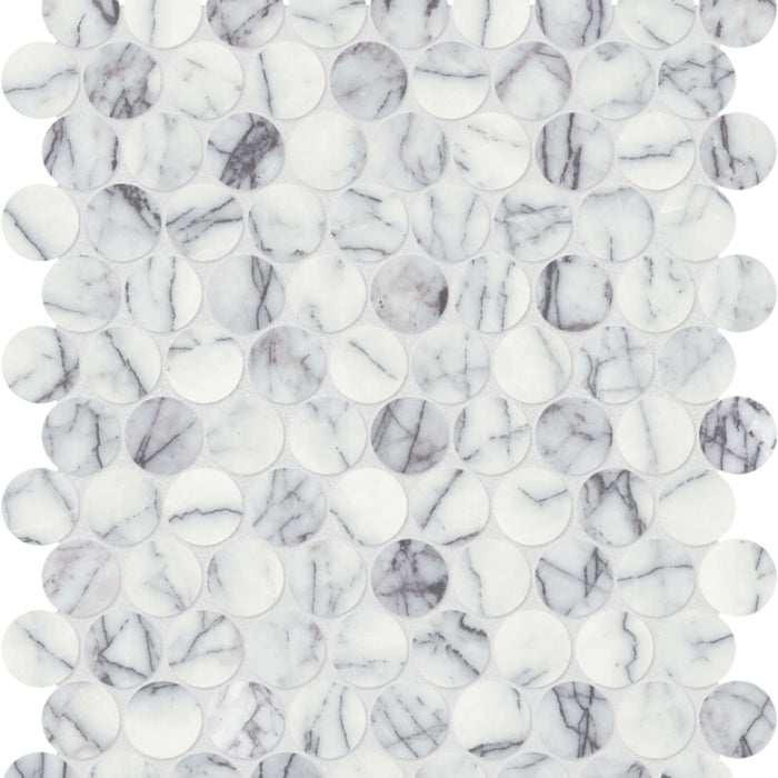 Lilac Volta in Penny Round Mosaic Honed Natural Stone