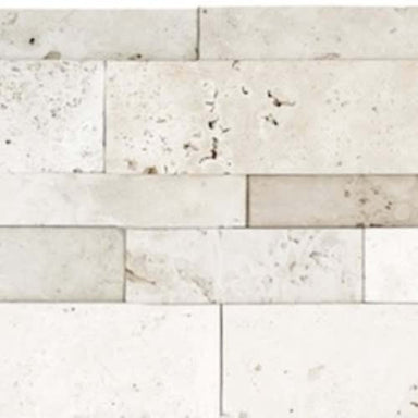Ivory Travertine in Honed Cubics Cambria Strips Natural Stone