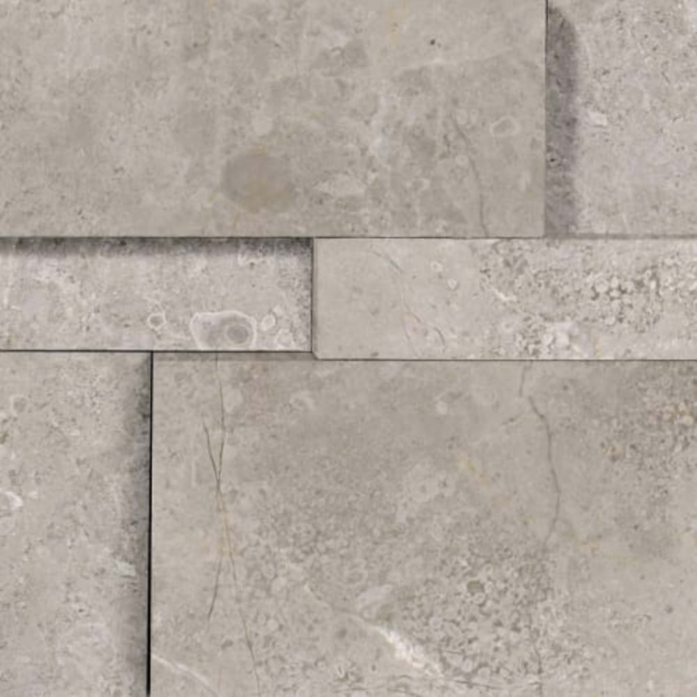 Splitface & Cubics in Ritz Gray 6x24 Cubic Wall Panels Honed Natural Stone