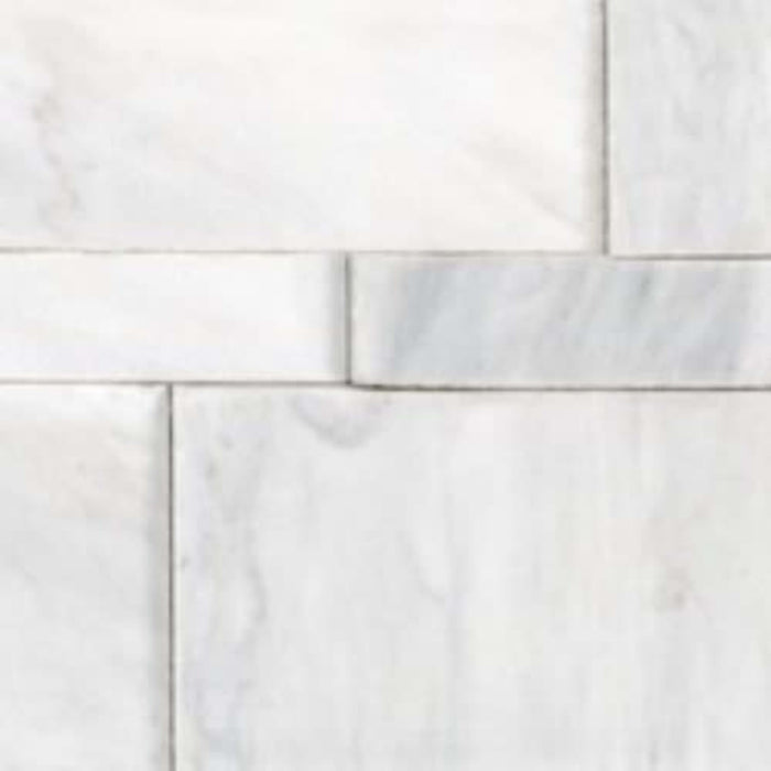 Splitface & Cubics in Bianco Venatino 6x24 Cubic Wall Panels Honed Natural Stone