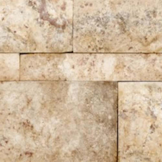 Splitface & Cubics in Picasso Travertine 6x24 Split Face Wall Panels