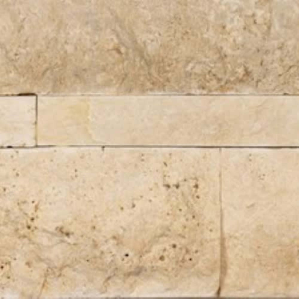 Splitface & Cubics in Siena Avorio Veincut 6x24 Split Face Wall Panels Natural Stone