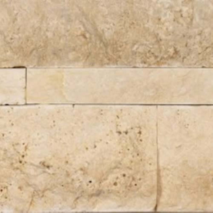 Splitface & Cubics in Siena Avorio Veincut 6x24 Split Face Wall Panels Natural Stone