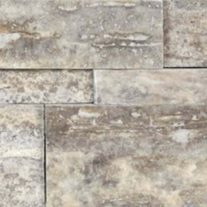 Splitface & Cubics in Silver Ash Veincut 6x24 Cubic Wall Panels Honed Natural Stone