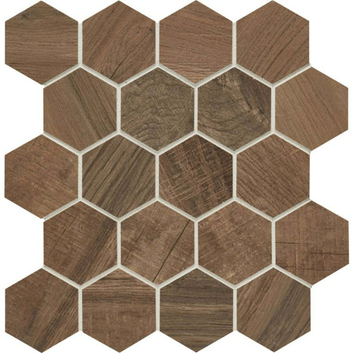 Aequa in Castor Hex Mosaic Tile