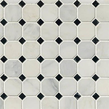 Arabescato Carrara in Arabescato Carrara - Black White Octagon Natural Stone