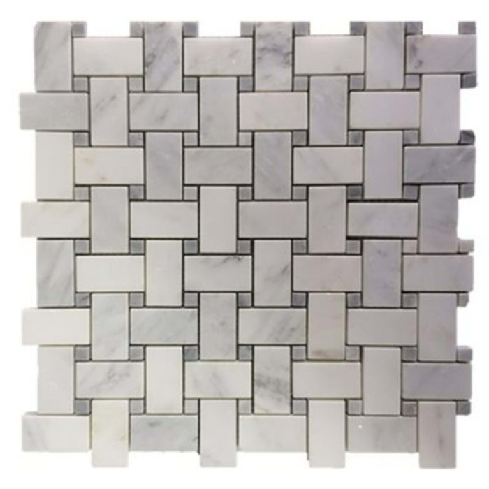Basket Weave in Asian Statuary Honed With Lady Gray Dot Natural Stone