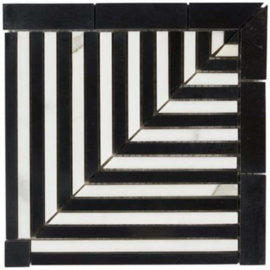 Avant Garde in Linear Corner Piece Calacatta And Black Jade Natural Stone