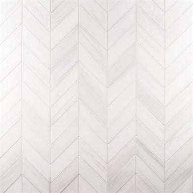 Bianco Dolomite in Premium 3x12 Chevron Honed Natural Stone