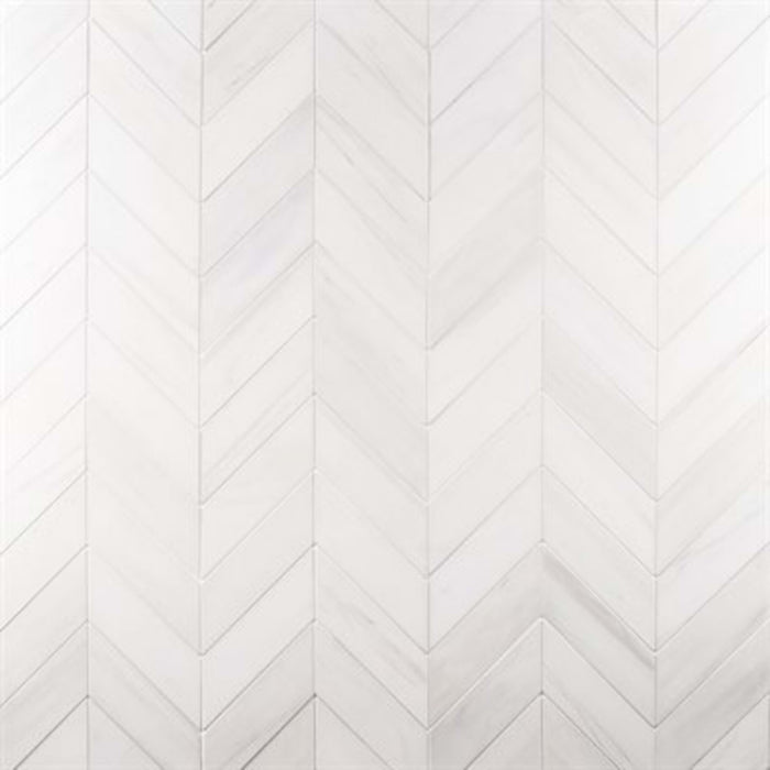 Bianco Dolomite in Premium 3x12 Chevron Honed Natural Stone