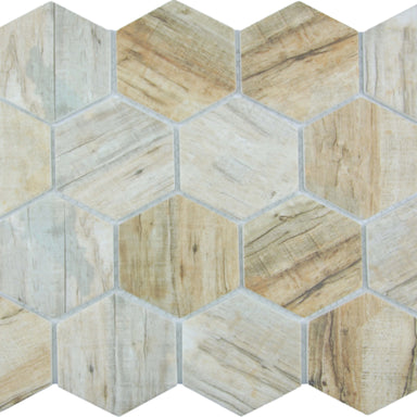 Bark in Cinnamon - 3" Hex Mosaic Tile