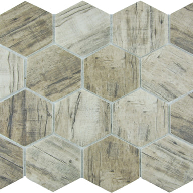 Bark in Linden - 3" Hex Mosaic Tile