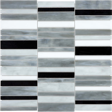 Baroque in Arabescato Random Stacked Mosaic Glass Tile