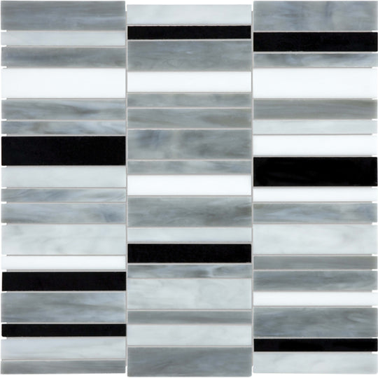 Baroque in Arabescato Random Stacked Mosaic