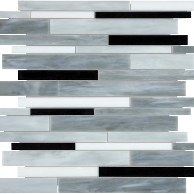 Baroque in Arabescato Random Strip Mosaic Glass Tile