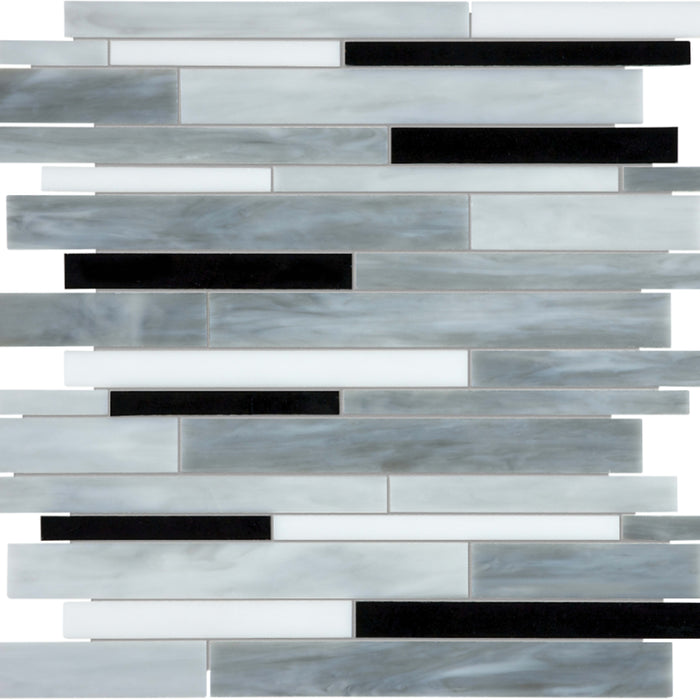 Baroque in Arabescato Random Strip Mosaic Glass Tile