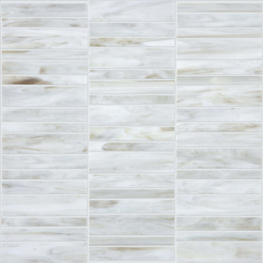 Baroque in Calacatta Random Stacked Mosaic Glass Tile