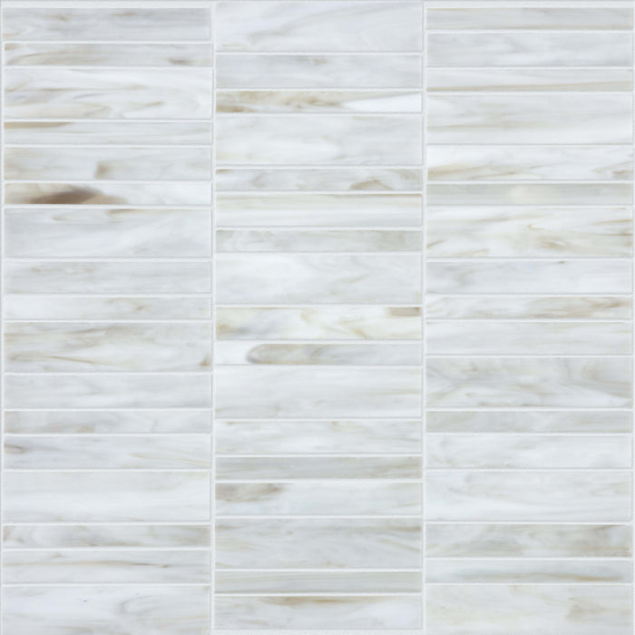 Baroque in Calacatta Random Stacked Mosaic Glass Tile