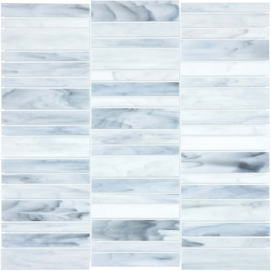 Baroque in Carrara Random Stacked Mosaic Glass Tile