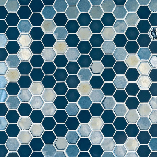 Brill Hexagon Mosaic in Azure