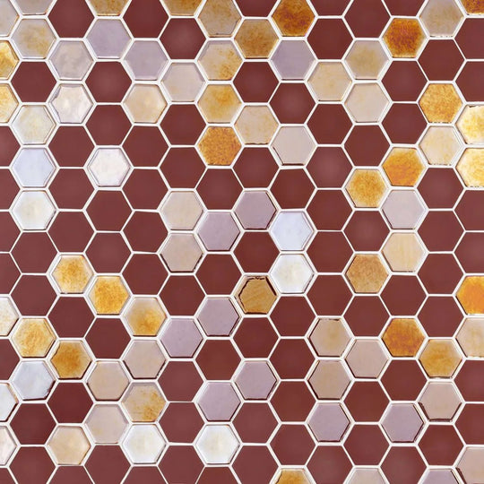 Brill Hexagon Mosaic in Burgundy