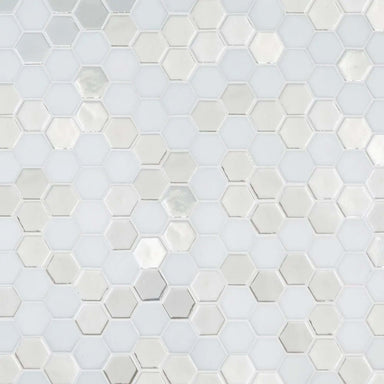 Brill Hexagon Mosaic in Pearl Glass Tile
