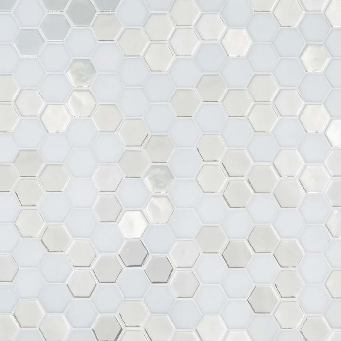 Brill Hexagon Mosaic in Pearl Glass Tile