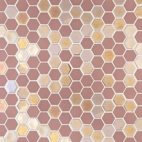 Brill Hexagon Mosaic in Rose
