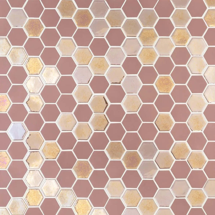 Brill Hexagon Mosaic in Rose Glass Tile