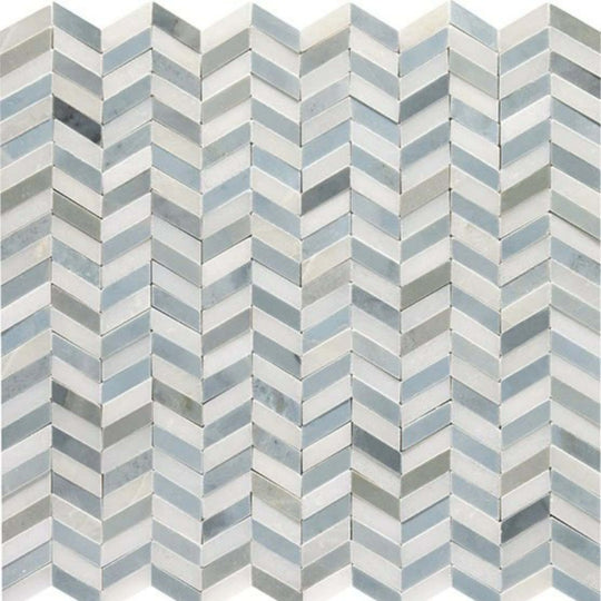 Candora in White & Blu Bln Chevron