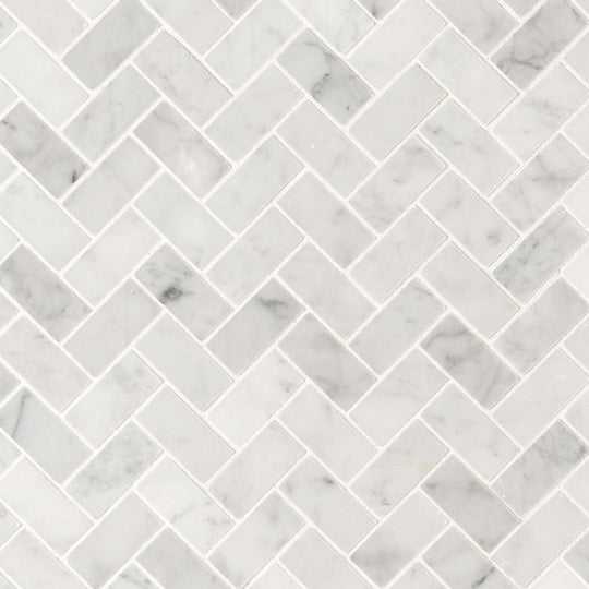 Carrara White in Carrara White - 1x2 Herringbone
