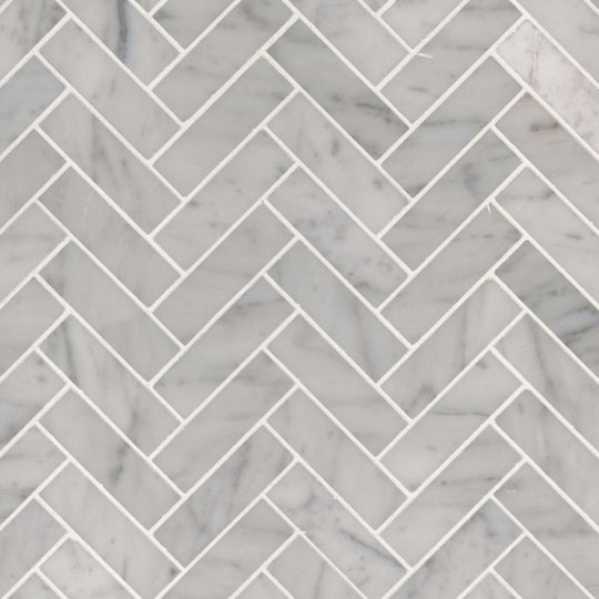 Carrara White in Carrara White - 1x3 Herringbone