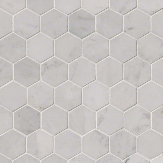 Carrara White in Carrara White - 2 Hexagon Polished