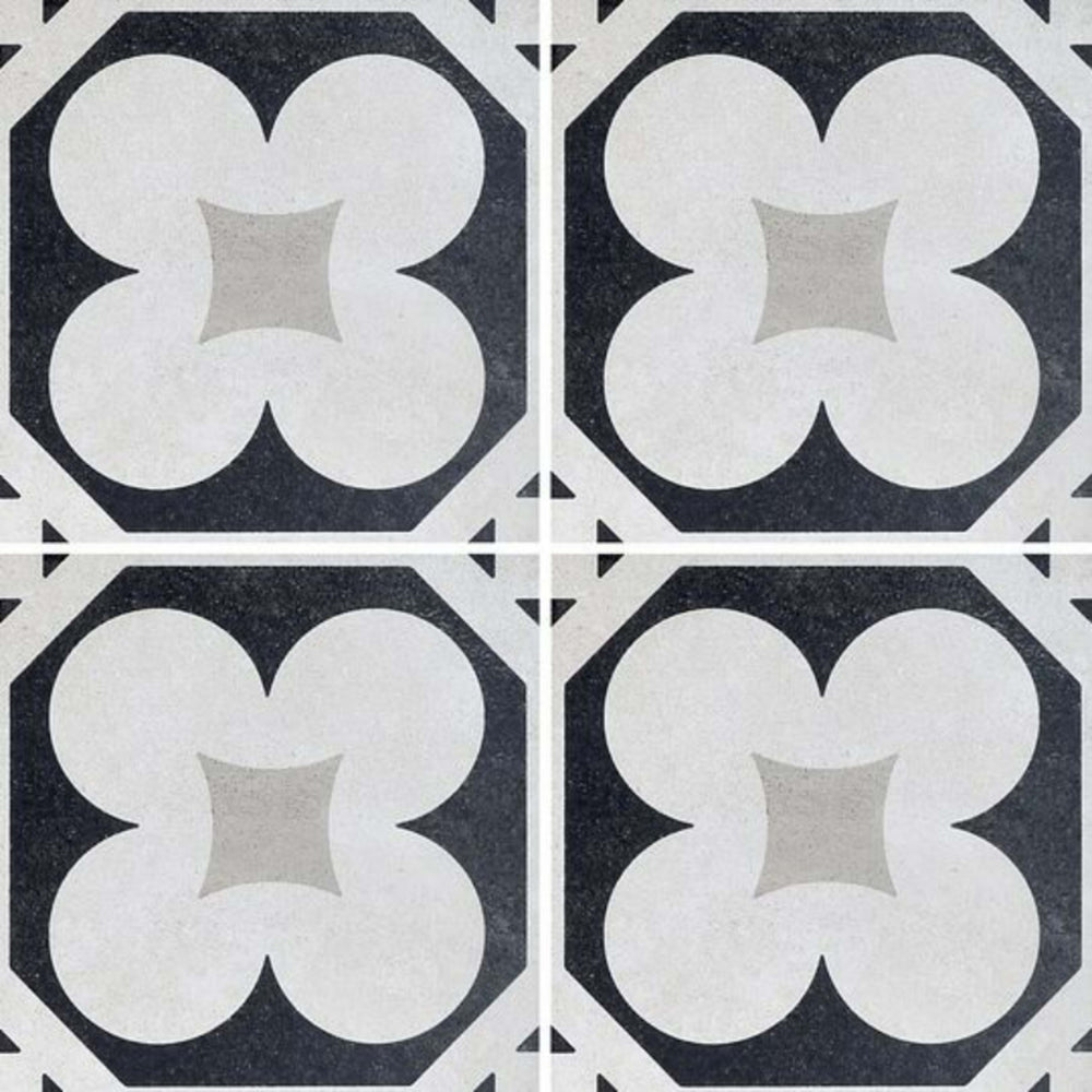 Cementine Black and White in B&W 4 Tile