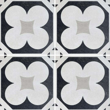 Cementine Black and White in B&W 4 Tile
