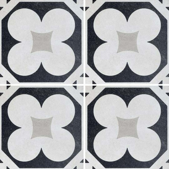 Cementine Black and White in B&W 4 Tile