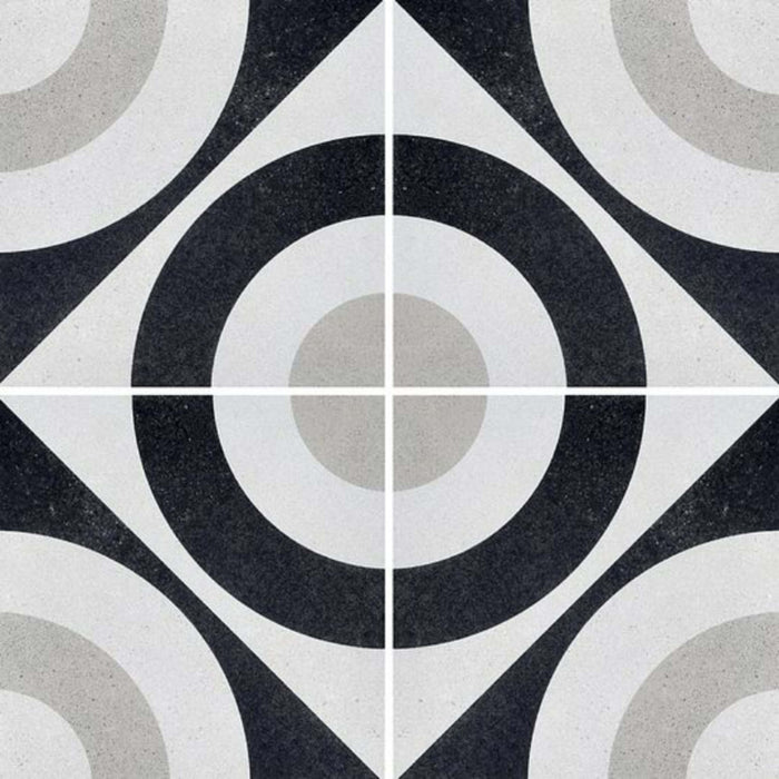 Cementine Black and White in B&W 5 Tile