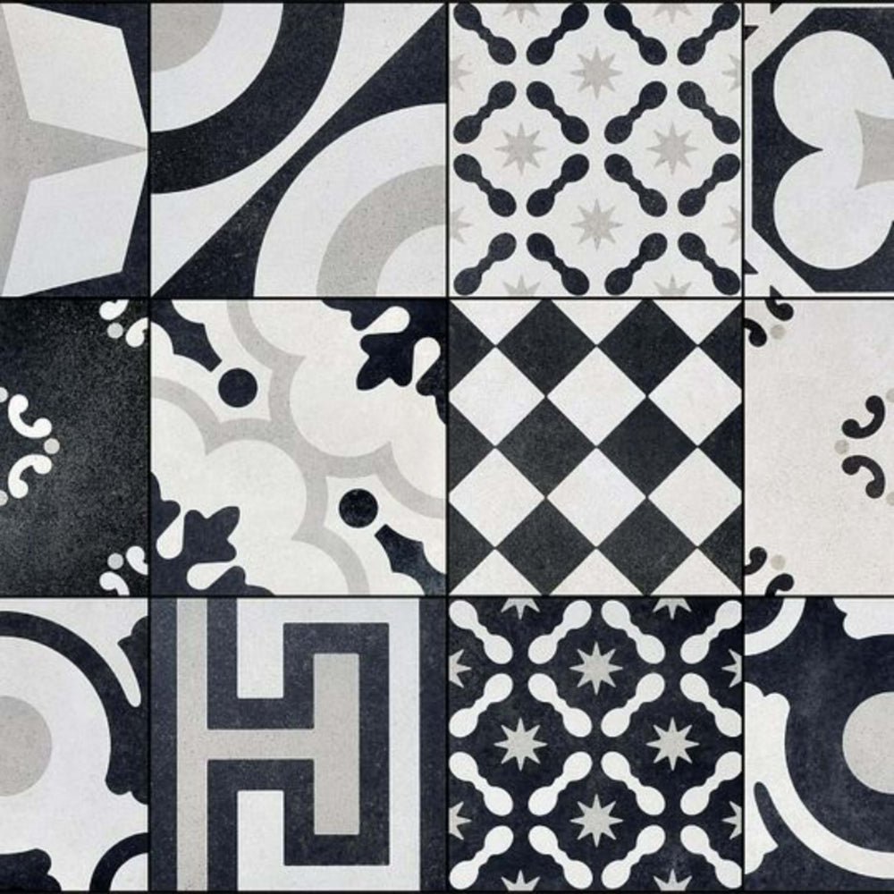 Cementine Black and White in B&W Mix Tile