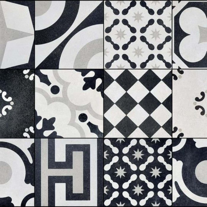 Cementine Black and White in B&W Mix Tile